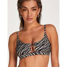 Beige Bikinioverdeler Hunkemöller Cropped bikinitop med ringdetaljer brunt zebraprint Brun