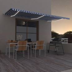 Terassimarkiisit vidaXL Sisäänkelattava Markiisi LED 600 x 350 cm Sinivalk