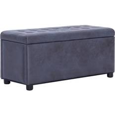 Gris Poufs vidaXL De Rangement Tabouret Banc d'Entrée Repose-Pieds Table Basse Salle De Séjour Gris Similicuir Daim Pouf