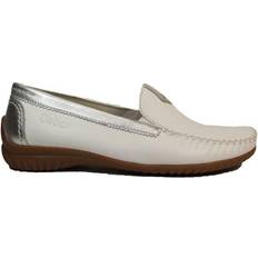 Silver - Women Loafers Gabor 6.5 Adults' California Weiss/Silber Leather Women's slip-on moccasin shoes