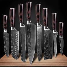 Japanese kitchen knives 8-piece Premium Japanese Kitchen Damascus