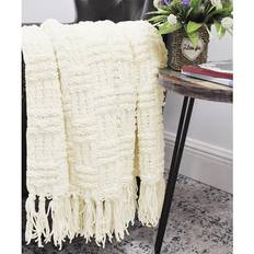 Cable Knitted Couch Cover Throw Blankets White (152.4x127)