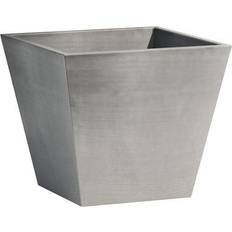 Ecopots Rotterdam Durable Indoor Outdoor Modern Tall Rectangle Recycled Plastic Planter Flower Pot 12 in Grey