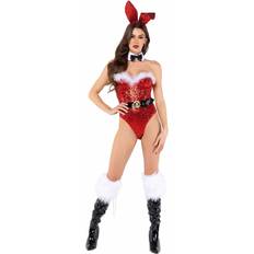 Roma Sexy Christmas Playboy Bunny Womens Costume Black/Red/White