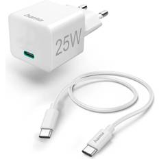 Hama Oplader - USB-PD (USB strømforsyning) Batterier & Opladere Hama USB-C Med USB-C Kabel PD 25W 1,5m Hvid