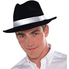 Cheap Hats Amscan Black Gangster Hat w/ White Ribbon