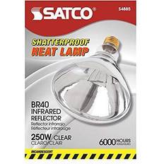 Light Bulbs Satco S4885 120V 250 Watt R40 Medium Base Shatterproof Heat Lamp Clea