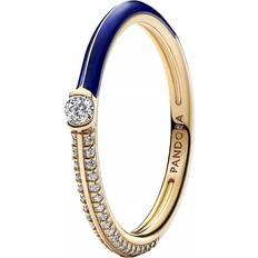 Pandora Emaille Ringe Pandora ME Pavé & Dual Ring - Gold/Transparent/Blue