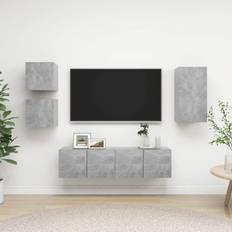 vidaXL 5 Piece TV Set Concrete Grey Wall Cabinet