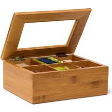 Relaxdays Bamboo Tea 9 x 22 x 16 cm Brown Storage Box
