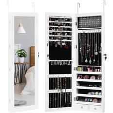 Jewelry Costway Mounted Mirror Jewelry Cabinet Organizer with LED Light