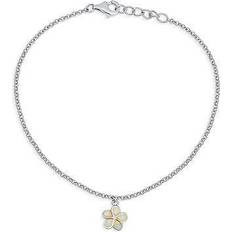 Women Anklets Bling Jewelry Created white opal plumeria flower anklet chain silver