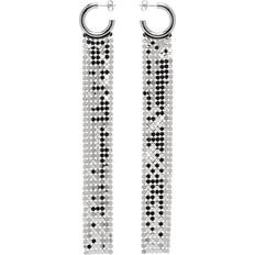 Rabanne Silver Pixel Long Hoop Earrings - Silver