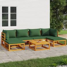 Garten lounge vidaXL 7-tlg Garten-Lounge-Set mit Grünen Kissen Lounge-Set
