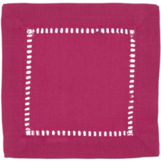 Polyester Cloth Napkins Saro Lifestyle 6313.FU6S 6 Classic Hemstitch Border Cocktail Cloth Napkin Pink