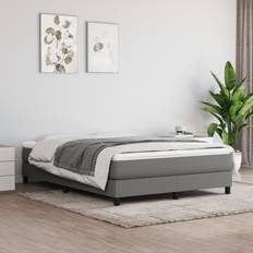 190cm Letti vidaXL Giroletto A Molle Con Materasso Grigio Scuro 140x190 cm Tessuto Letto Continentale