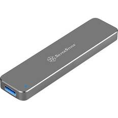 Silverstone Technology M.2 SATA SSD auf USB 3.1 Gen 2 Gehäuse mit einziehbarem Aluminium USB Typ-A Gehäuse in Anthrazit MS09C