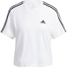 Adidas Essentials 3-Stripes Single Jersey Crop Top - White/Black