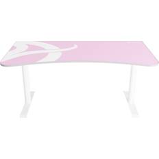 Vita Gamingbord Arozzi Arena Gaming Desk White Pink, höjdjusterbart, heltäckande musmatta med logga - Vit/Rosa