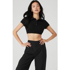 Alo Polo Shirts Alo Cropped Prestige Polo Top - Black