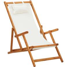 Bois Chaises de Jardin vidaXL Folding Beach Chair Solid Eucalyptus Wood And Fabric