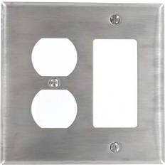 Leviton Stainless Steel 2-Gang 1-Decorator/Rocker/1-Duplex Wall Plate 1-Pack STNSTL