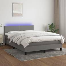 140cm Letti Continentali vidaXL A Molle Materasso E LED Grigio Scuro 140x190 cm In Tessuto Letto Continentale