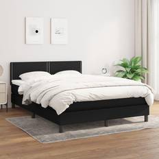 140 cm Boxspringbetten vidaXL mit Matratze 140x190 cm Schwarz Boxspringbett