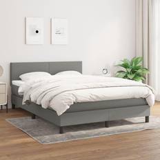 140 cm Boxspringbetten vidaXL mit Matratze 140x190 cm Dunkelgrau Boxspringbett