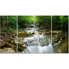 Metal wall art Design Art 'Natural Spring Waterfall' Landscape Photo Metal Green Wall Decor