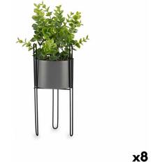 Negro Plantas Artificiales Ibergarden Decorativa Eucalipto Metal Plástico 14 x 40 x 14 cm (8 Unidades) Planta Artificial