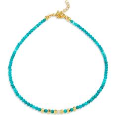 Blue - Women Anklets NATURAL TURQOUISE /Pearl anklet blue