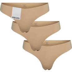 Pieces Pcnamee 3-Pack Seamless Thongs - Beige