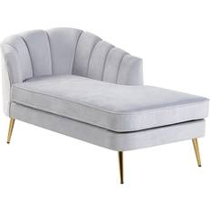 Beliani Chaise Longue Velluto Grigio Chiaro Gambe Divano