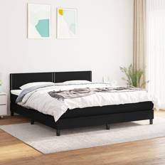 Tweepersoonsbed Continentaal Bedden vidaXL Boxspring Met Matras Stof Zwart 160x200 cm