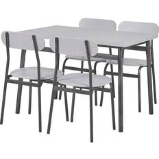 Beliani Set da Pranzo Beliani Grigio Screziato Nero 4 Posti 110 x 70 Cm Set da Pranzo