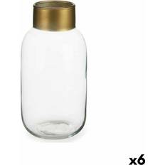 Transparent Vases Gift Decor Elegant Transparent Golden Glass 11.5 x 24 x 11.5 cm Vase