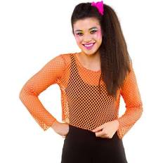Gule Dragter & Tøj Wicked Costumes Netbluse Neon Orange med lange ærmer one