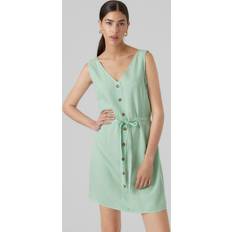 Knopen Jurken Vero Moda Bumpy Jurk - Jade Groen/Wit