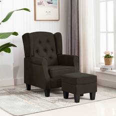 Marrón Sillones vidaXL Con Reposapiés De Tela Marrón Oscuro Sillón