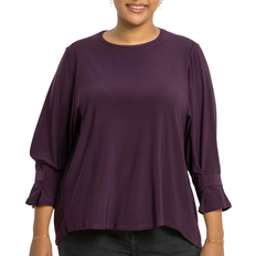 Roman Curve Cuff Detail Oversized Top - Plum