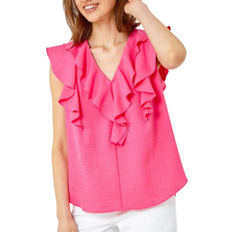 Roman Sleeveless Ruffle Detail Vest - Pink