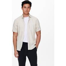 Beige Shirts Only & Sons Short Sleeve Linen Blend Shirt Beige/Neutral