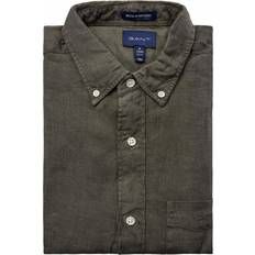 Gant Grey Shirts Gant Men Regular Fit Garment-Dyed Linen Shirt Green