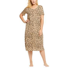 Brown - Women Nightgowns Dreams & Co Women's Long Print Sleepshirt Plus Size - Classic Leopard