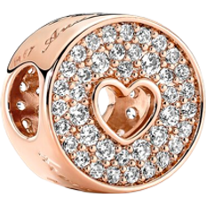 Pandora Pavé & Heart Anniversary Charm - Rose Gold/Transparent