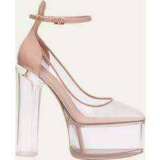 38 ⅔ Sandalen met hak Valentino Garavani TAN-GO PLATFORM PUMPS IN POLYMER MATERIAL WITH PLEXI HEEL 155MM Wo PINK/TRANSPARENT