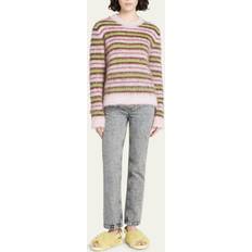 Marni Striped mohair-blend sweater pink