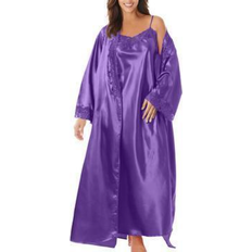 Purple Robes Amoureuse Women's Plus Size The Luxe Satin Long Peignoir Set - Plum Burst