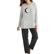 Dreams & Co Long Sleeve Knit PJ Set - Black Dot